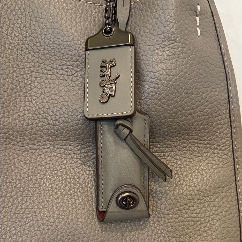 Coach Rogue 30 Heather Gray Pebbled Leather with Burgundy Suede - Picture 2 of 16